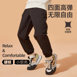 真维斯童装男童加绒裤子2025新款儿童保暖长裤秋冬运动裤加厚防风男孩冲锋裤 【加绒款】军绿/J纯色 120