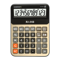 卡西欧（CASIO）DY-120-GD 语音计算器 真人语音发音中号商务计算机 金色