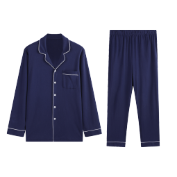 京东京造【10A抑菌】A类一等品50支纯棉情侣睡衣女男春家居服绀青XXL