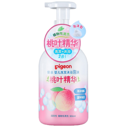 贝亲（Pigeon） 婴儿沐浴洗发二合一 宝宝洗发水沐浴露泡沫型 桃叶洗发沐浴二合一【500ml】