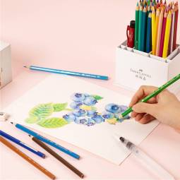 辉柏嘉（Faber-castell）水溶彩色铅笔  48色笔筒盒装（配水溶铅笔+自来水笔）美术写生