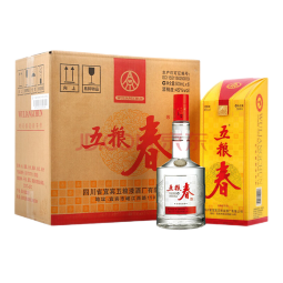 五粮液股份 五粮春 浓香型四川宜宾白酒粮食酒 45度 500mL 6瓶 整箱装（含礼袋）