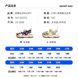 SNOOPY史努比童鞋男童凉鞋夏季新款包头防撞溯溪鞋中小童防滑透气沙滩鞋 抹茶绿 22 码适合脚长12.6-13.3cm