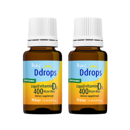 Ddrops【官方】滴卓思婴儿ad滴剂钙吸收视力发育 维生素ad婴幼儿 ad同补 【出生-1岁】D3滴剂400IU*2瓶
