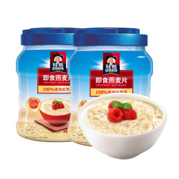 QUAKER桂格罐装1000g快煮燕麦片罐装经典原味麦片冲饮代餐营养早餐 罐装快煮燕麦片 1000g*2罐
