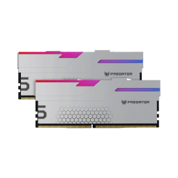 宏碁掠夺者（PREDATOR）64G(32G×2)套装 DDR5 6400频率 台式机内存条 Hermes冰刃系列 RGB灯条(C32) 银色 AI电脑配件