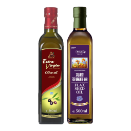 阿格利司（AGRIC）特级初榨橄榄油500ml+冷榨亚麻籽油500ml 礼盒佳节好礼  