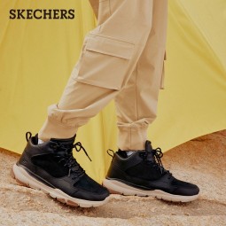 斯凯奇（Skechers）高帮男士工装靴保暖防寒马丁靴休闲鞋雪地增高男靴65731 黑色/BLK 44 