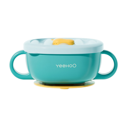 英氏（YEEHOO）宝宝吸管碗喝汤婴儿专用辅食碗吸盘碗三合一儿童吃饭餐具 宝石绿+吸管
