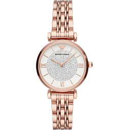 安普里奥·阿玛尼（Emporio Armani）女款 手表石英手表小金表简约休闲气质女表 520送礼物 满天星玫瑰金AR11244 32MM