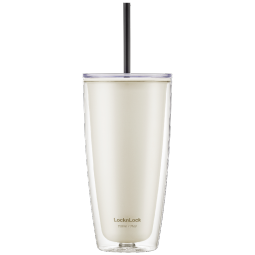 乐扣乐扣（LOCK/x26LOCK）双层简约桌面办公学生男女吸管塑料杯750ML HAP507IVY 白色