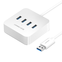 绿联 USB3.0分线器 高速4口HUB扩展集线器分支器 台式机笔记本电脑一拖四转换器带电源接口 【USB3.0】1.5米-30221 白色
