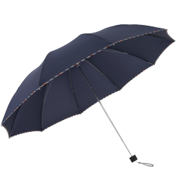 天堂 加大雨伞三折 晴雨两用商务伞经典格纹10骨大雨伞男女 藏青