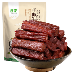 蒙都 手撕风干牛肉干 原味488g 约五成风干 袋装 休闲零食 肉干肉脯 