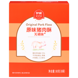 伊威（Eastwes）儿童无调味原味猪肉酥80g(8袋) 不添加食盐白砂糖