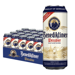 百帝王（Benediktiner）小麦白啤酒 修道院经典 500ml*24听 整箱装 德国原装进口