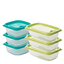 茶花（CHAHUA）保鲜盒塑料便当盒水果盒饭盒菜食品级学生餐盒密封盒冰箱收纳盒 780ML+830ML颜色随机2组6个装 