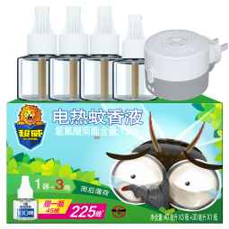 超威电热蚊香液家用驱蚊灭蚊器非无香驱蚊液防蚊液补充液4瓶1加热器