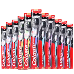 高露洁（Colgate）细毛护龈备长炭软毛成人牙刷 12支家庭装 款式颜色随机发货