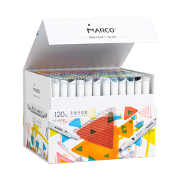 马可（MARCO）拉菲尼马克笔120色双头酒精速干设计学生儿童专业美术水彩笔绘画颜料套装送礼礼物开学礼美术写生