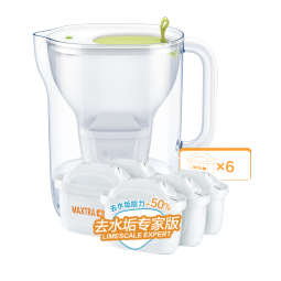 碧然德（brita）【孙颖莎推荐】设计师滤水壶家用净水去水垢过滤滤芯套装 设计师绿+专家版滤芯5枚