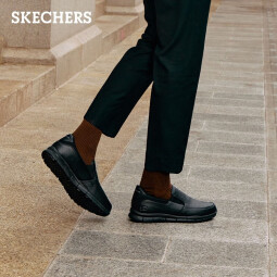 斯凯奇（Skechers）男鞋夏季一脚蹬商务通勤鞋软底工作鞋舒适休闲鞋平底懒人鞋77157