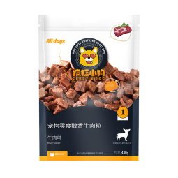 疯狂小狗 狗零食牛肉粒泰迪柯基金毛牛肉干磨牙洁齿训犬奖励 【真肉低盐】精品牛肉粒430g
