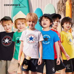 匡威（Converse）儿童装男童短袖t恤夏季新款纯棉打底衫小女孩半袖套头上衣夏季T恤 纯白色(宽松版)-中性 140 /68 【建议身高128-140cm】