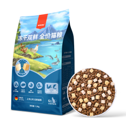 顽皮(Wanpy)双鲜猫粮 添加冻干鸡肉&三文鱼双拼猫粮1.5kg 成猫天然粮 