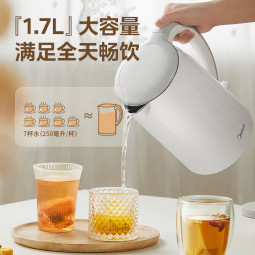美的（Midea）电水壶电热水壶304不锈钢家用双层防烫烧水壶 1.7L大容量热水壶内胆易洁开水壶煮茶壶 国家补贴 1.7L 【速沸I防烫】SH17M301A 