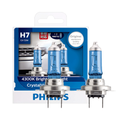 飞利浦（PHILIPS）水晶之光新银战士H7升级型汽车灯泡卤素灯2支装 色温4300K 