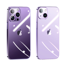闪魔 【自带镜头膜】适用iphone14手机壳苹果14保护套镜头全包拍照清晰透明防摔简约软壳男女款 苹果14【银色】自带镜头膜 