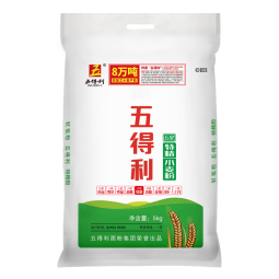 五得利五得利面粉家庭通用中筋粉包子馒头拉面饺子 三星金富强5kg