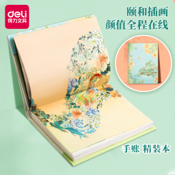 得力（deli）颐和园联名春风正得颐手账礼盒套装(精美记事本/中性笔/和纸胶带)送礼SZ627 