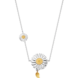 DAISY BEAUTY项链女银锁骨链小雏菊时尚简约毛衣链耳扣套装生日七夕礼物 双层雏菊花瓣项链 