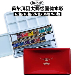 日本荷尔拜因holbein固体水彩艺术家颜料48色36色24色大师级固体水彩颜料水彩套装进口水彩颜料 24色【PN697】 