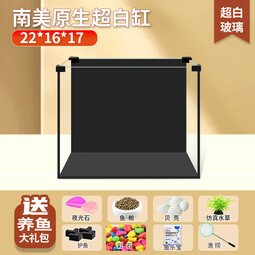爬将军超白玻璃鱼缸南美溪流缸家用小型客厅造景斗鱼金桌面生态乌龟缸 22缸+礼包 