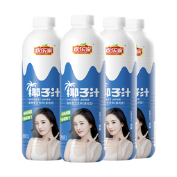 欢乐家 大瓶椰子汁 果肉型植物蛋白饮料 椰奶椰汁饮品 宴席聚餐 【4瓶】椰子汁1L*4瓶 