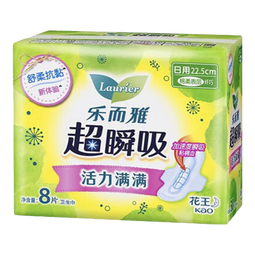 乐而雅花王零触感卫生巾日用夜用防漏干爽亲肤姨妈巾 超瞬吸22.5cm8片 