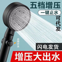简尚恩 JIRSAERN增压花洒喷头淋浴花洒套装黑武士家用洗澡手持花洒头卫浴乐 银色 五档增压花洒 止水功能