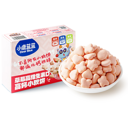 小鹿蓝蓝高钙小软饼草莓味宝宝零食高维生素D儿童饼干糕点点心60g 