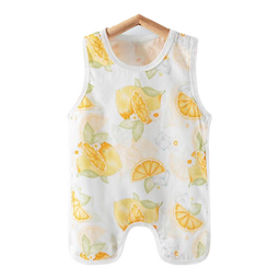 贝肽斯婴儿连体衣新生儿夏季衣服儿童夏装夏季薄款肚兜宝宝背心 冰柠之夏 59cm
