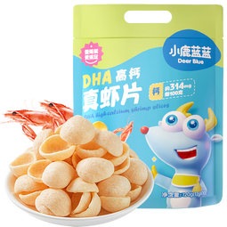 小鹿蓝蓝鲜虾片虾条DHA高钙鲜虾片真虾片虾条零反式脂肪酸 【虾片家庭装1袋】含10小袋120g 