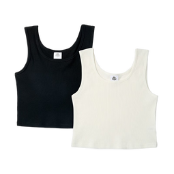 KAPPA【新品】2件装卡帕女士背心内搭新款弹力罗纹棉透气柔软打底内衣 银化绿+夜幕灰（短款2条）