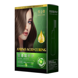 韩金靓 易梳彩氨基酸染发剂植物自然遮白发纯黑色染头发膏男女士染发梳 粟棕色 180ml*1盒 【可盖白发】 