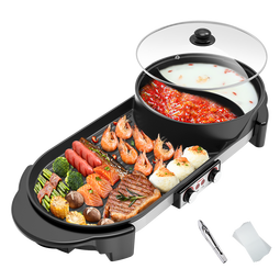 康佳（KONKA）电烧烤炉 烤肉锅电烤盘家用火锅烤肉锅一体烧烤炉 火锅烤串机不粘烧烤盘  KEG-W180B