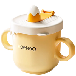 英氏（YEEHOO）儿童水杯吸管牛奶杯316不锈钢刻度防摔宝宝喝奶喝汤水米糊杯 天空蓝【 内胆可拆卸】 260ml 