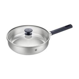 双立人（ZWILLING） 平底锅无涂层煎锅抗黄不锈钢牛排锅通用SILVER银光系列 26cm 