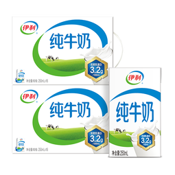 伊利牛奶系列 营养早餐搭配 优质乳蛋白 【6月产】纯牛奶250ml*16盒2提 