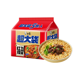 白象 方便面  超大袋红烧牛肉面143g*5包 大面饼 泡面袋装 五连包 